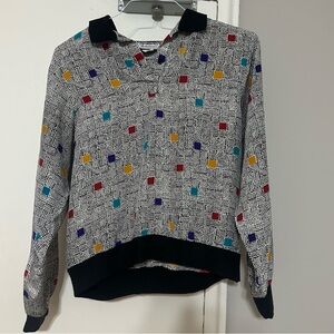 Vintage Notations Black and White Geometric Blouse